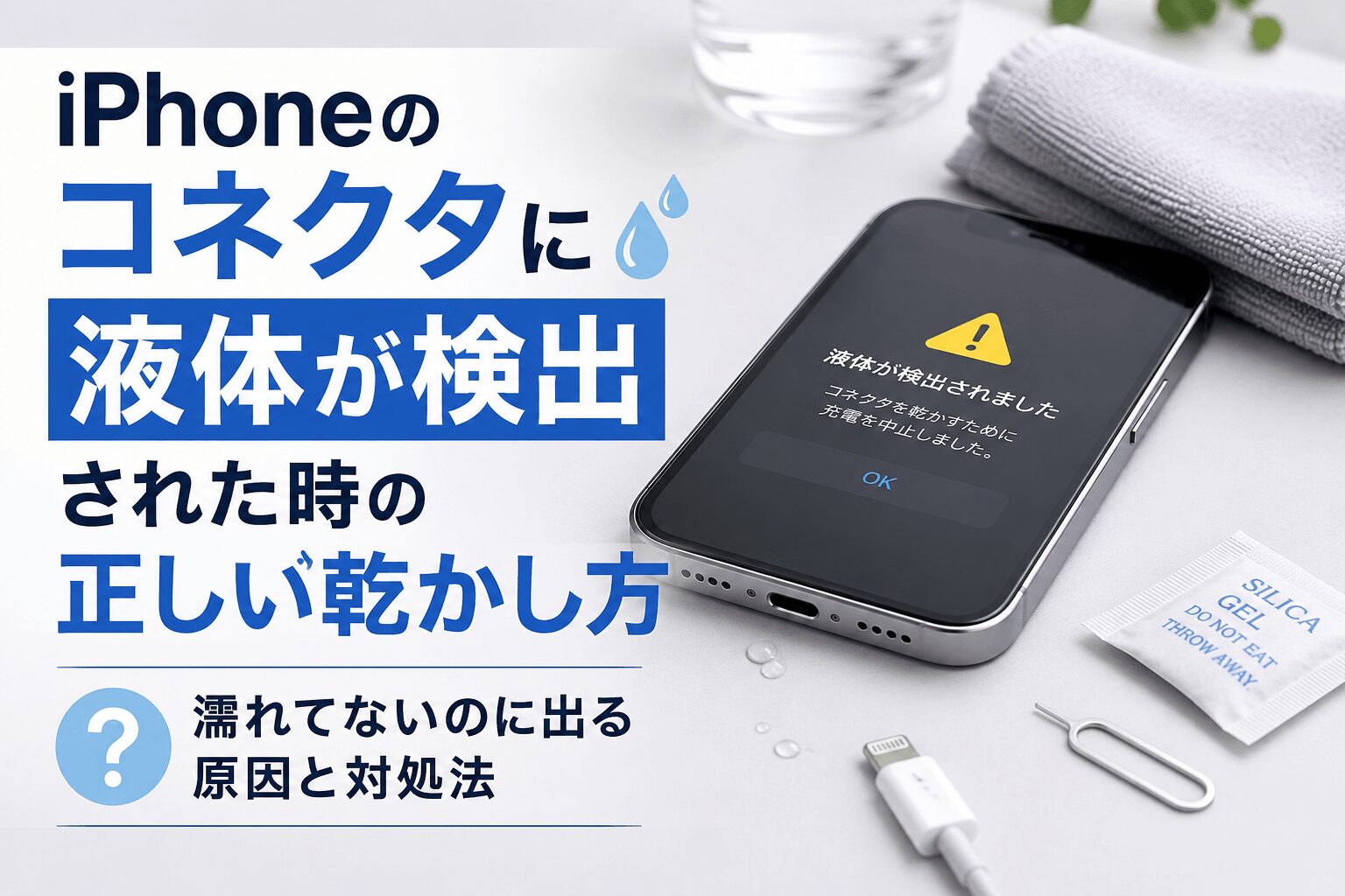 iPhoneのコネクタに液体が検出された時の正しい乾かし方｜濡れてないの
