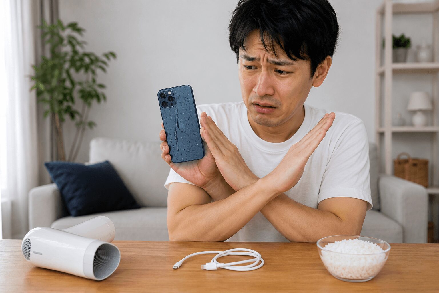 iPhoneを水没させたときにやってはいけないNG行動