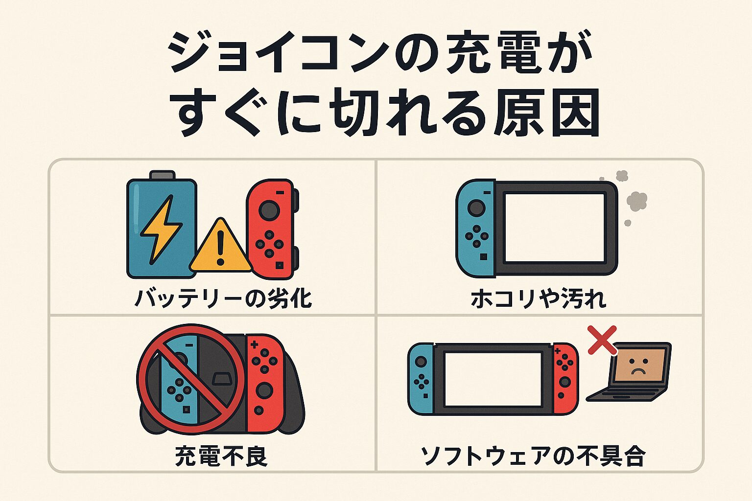 ジョイコンの充電がすぐに切れる原因