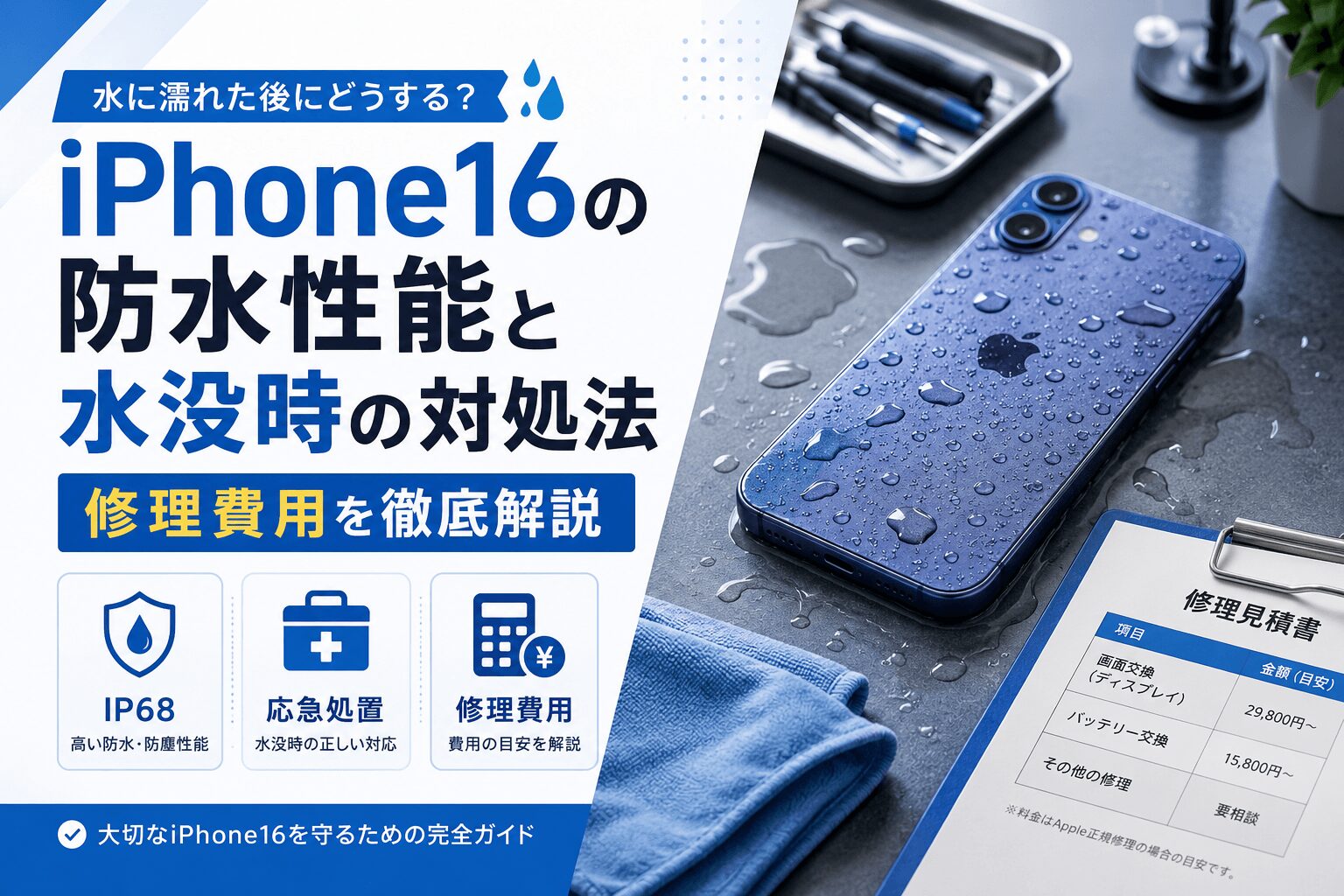 iPhoneが水没して画面がつかない！？直ぐにするべきことや対処法とは